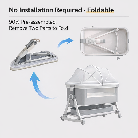 Premium Adjustable Bedside Baby Bassinet with Rotating Mobile & Storage