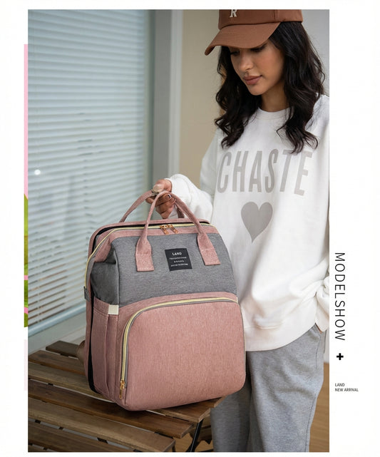 Reibbie French Newborn Baby Welcome Gift Box – Luxury Convertible Diaper Backpack & Portable Crib Set