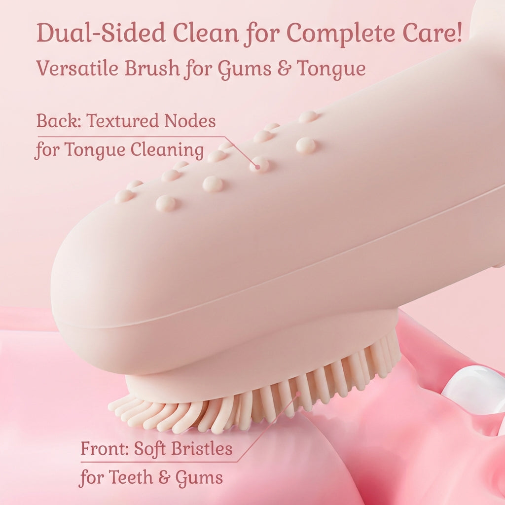 Haakaa™ Silicone Baby Finger Toothbrush – Dual-Sided Gum & Tongue Cleaner (Food-Grade)