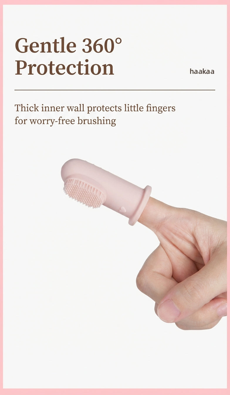 Haakaa™ Silicone Baby Finger Toothbrush – Dual-Sided Gum & Tongue Cleaner (Food-Grade)