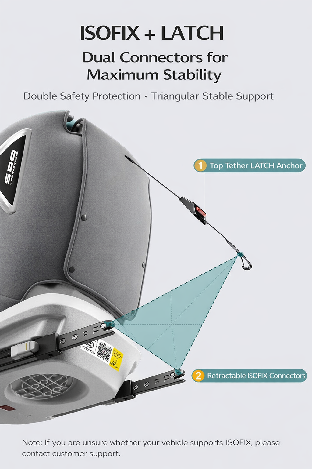 360° Rotating ISOFIX Baby Car Seat (0–12 Years) – Convertible Safety Seat