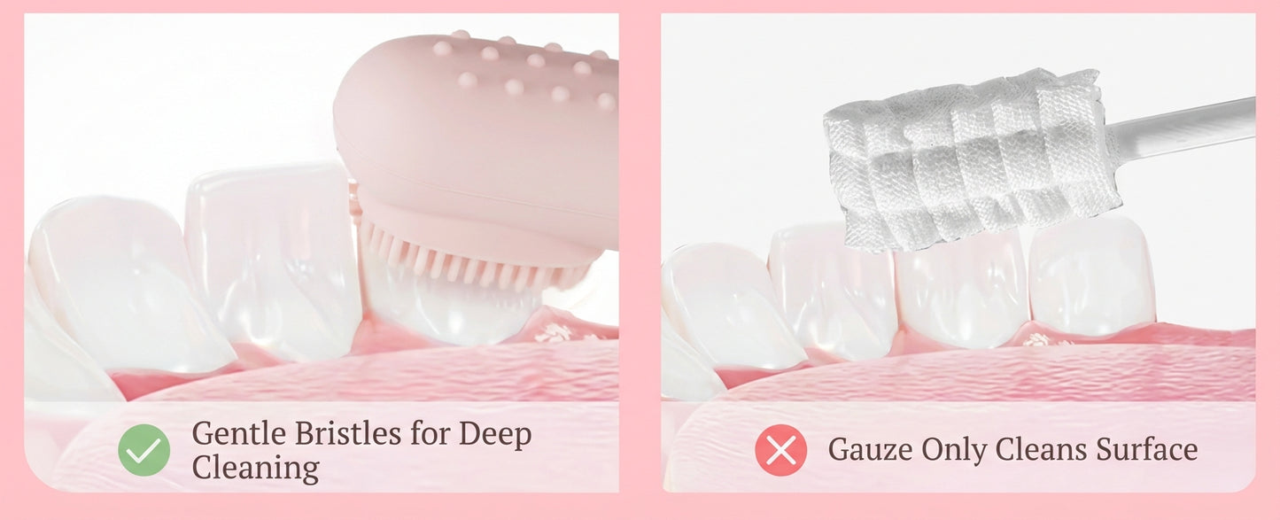 Haakaa™ Silicone Baby Finger Toothbrush – Dual-Sided Gum & Tongue Cleaner (Food-Grade)