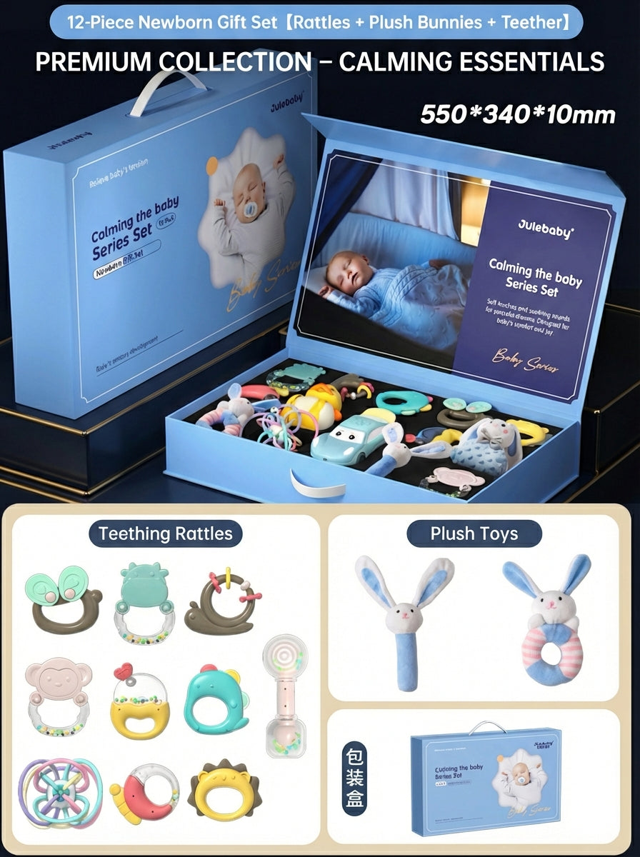 Newborn Baby Toy Gift Set Montessori Rattles Teethers and Sensory Toys Gift Box