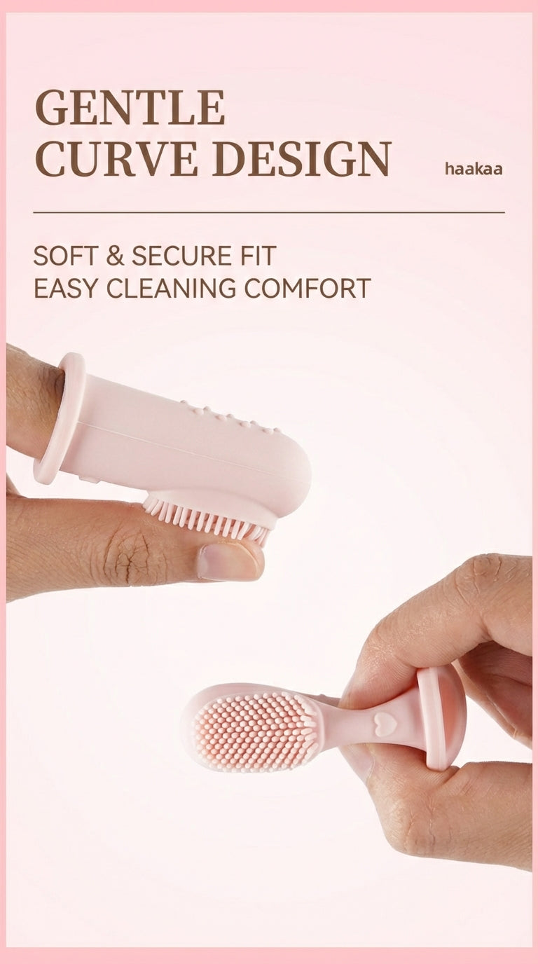Haakaa™ Silicone Baby Finger Toothbrush – Dual-Sided Gum & Tongue Cleaner (Food-Grade)