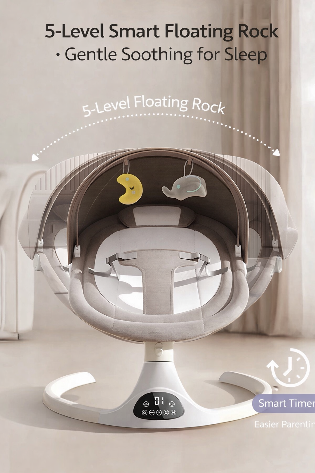 AI Smart Baby Rocker Automatic Soothing Chair with Cry Detection Music and App Control