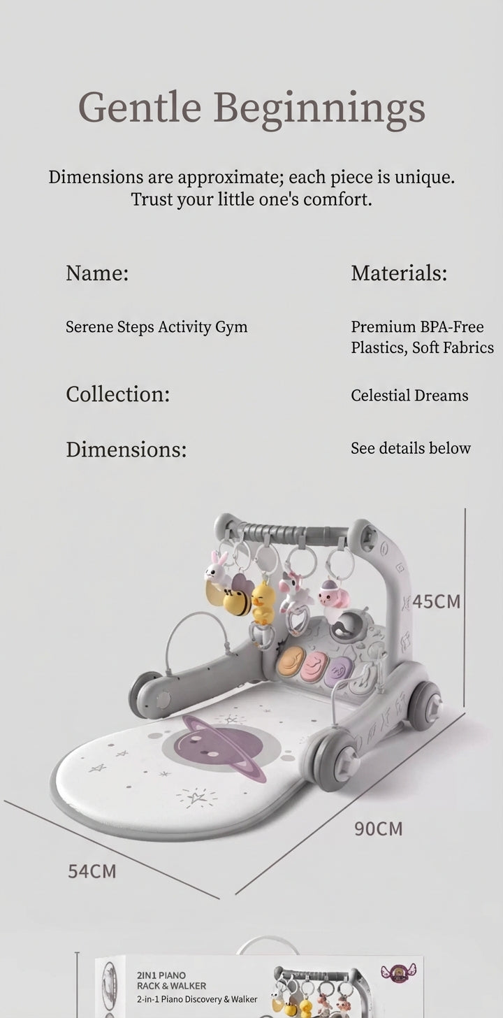 Serene Steps™ 4-in-1 Baby Activity Gym & Walker (Kick-Play Piano Edition)