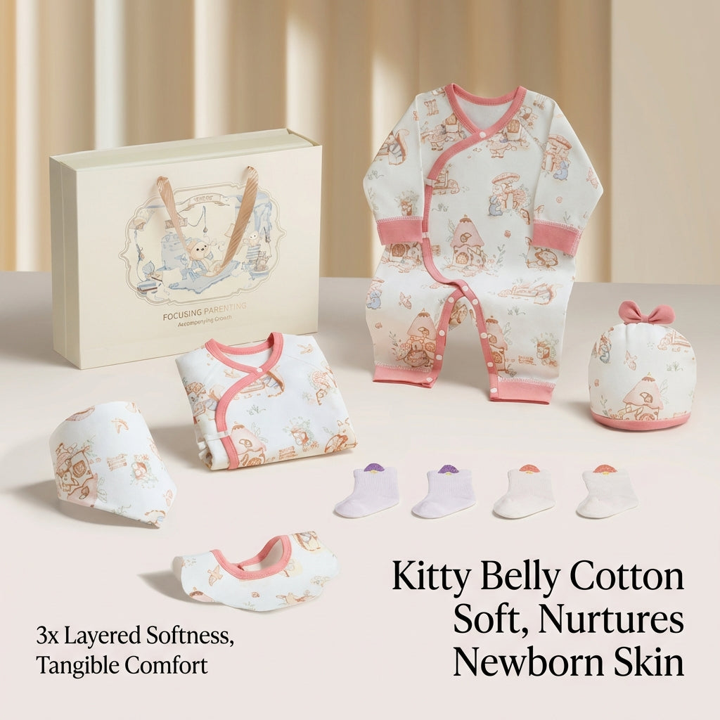 Newborn Baby Gift Set Organic Cotton Clothing Set with Hat Mittens and Gift Box