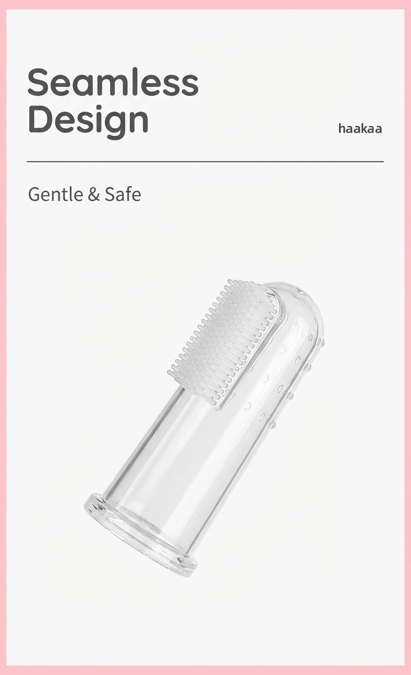 Haakaa™ Silicone Baby Finger Toothbrush – Dual-Sided Gum & Tongue Cleaner (Food-Grade)