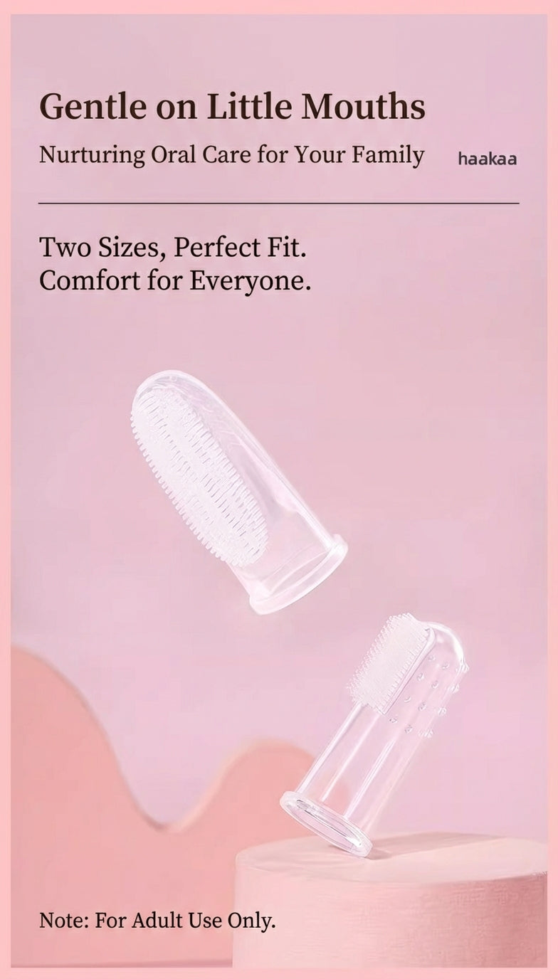 Haakaa™ Silicone Baby Finger Toothbrush – Dual-Sided Gum & Tongue Cleaner (Food-Grade)