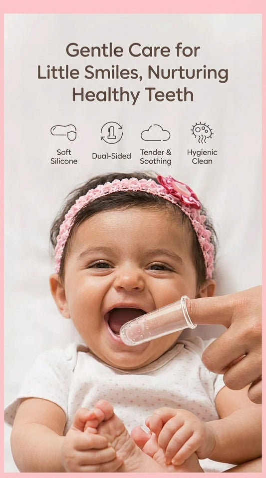 Haakaa™ Silicone Baby Finger Toothbrush – Dual-Sided Gum & Tongue Cleaner (Food-Grade)
