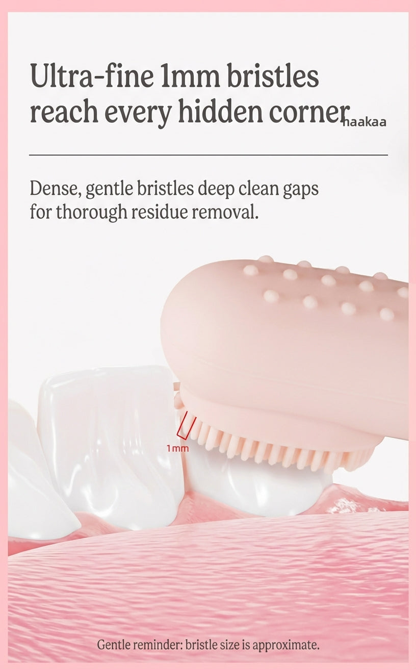 Haakaa™ Silicone Baby Finger Toothbrush – Dual-Sided Gum & Tongue Cleaner (Food-Grade)