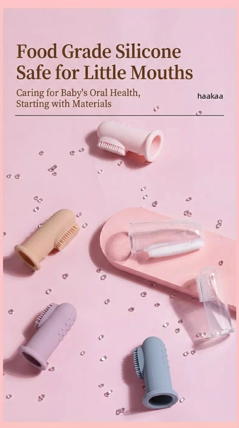 Haakaa™ Silicone Baby Finger Toothbrush – Dual-Sided Gum & Tongue Cleaner (Food-Grade)