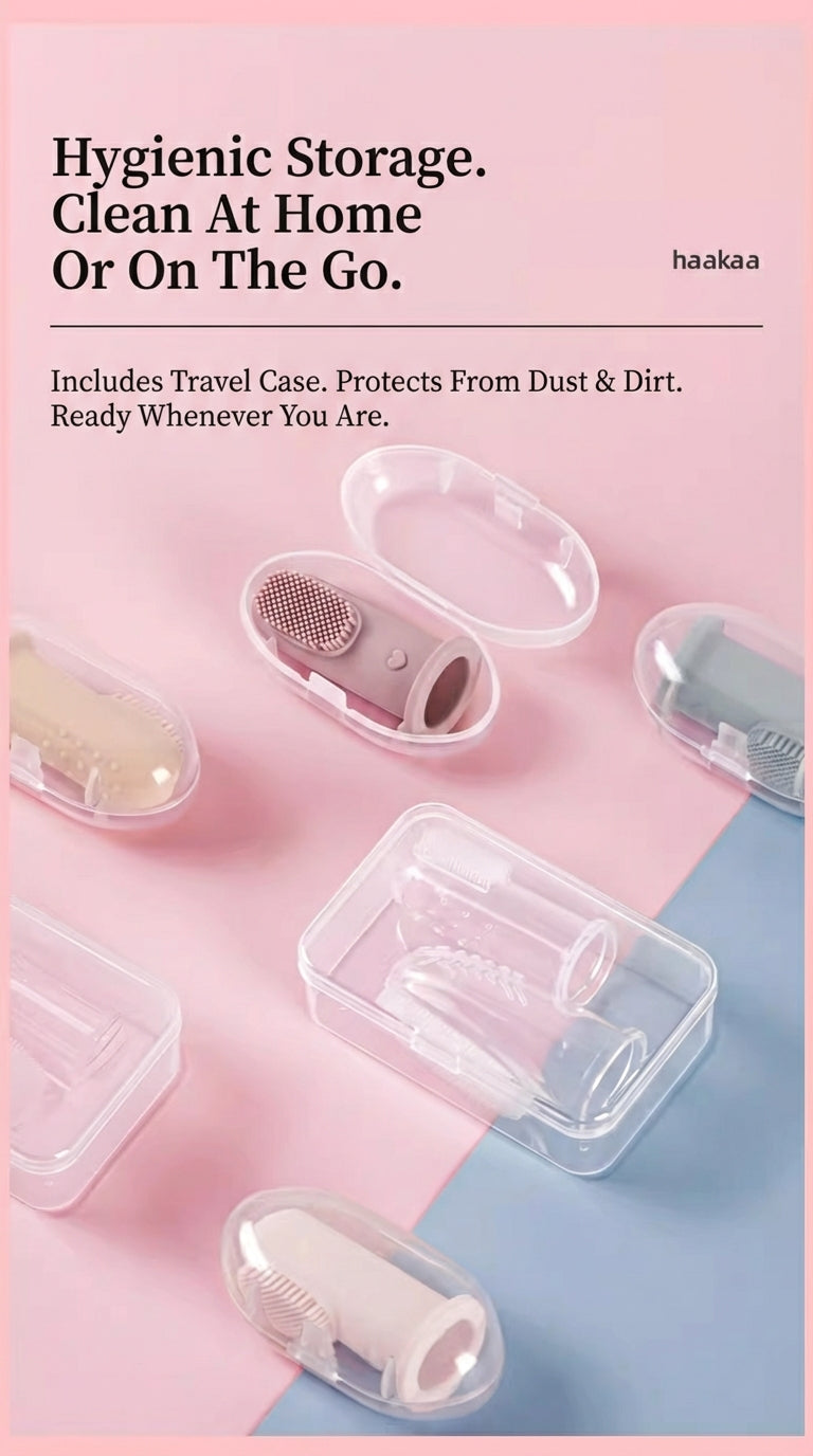 Haakaa™ Silicone Baby Finger Toothbrush – Dual-Sided Gum & Tongue Cleaner (Food-Grade)