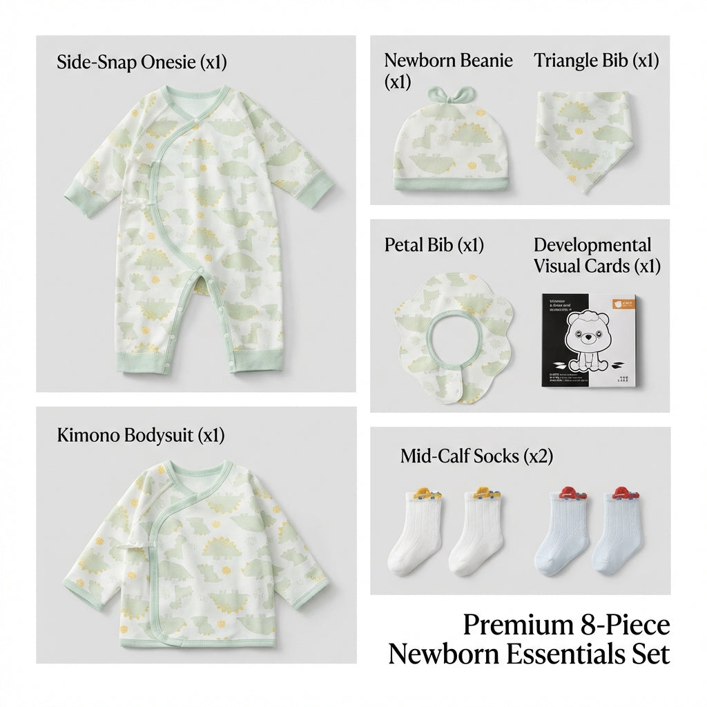Newborn Baby Gift Set Organic Cotton Clothing Set with Hat Mittens and Gift Box