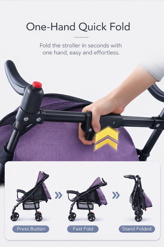 Premium Compact Stroller – Ultra-Light Reclining Travel Stroller (Newborn to 4 Years)