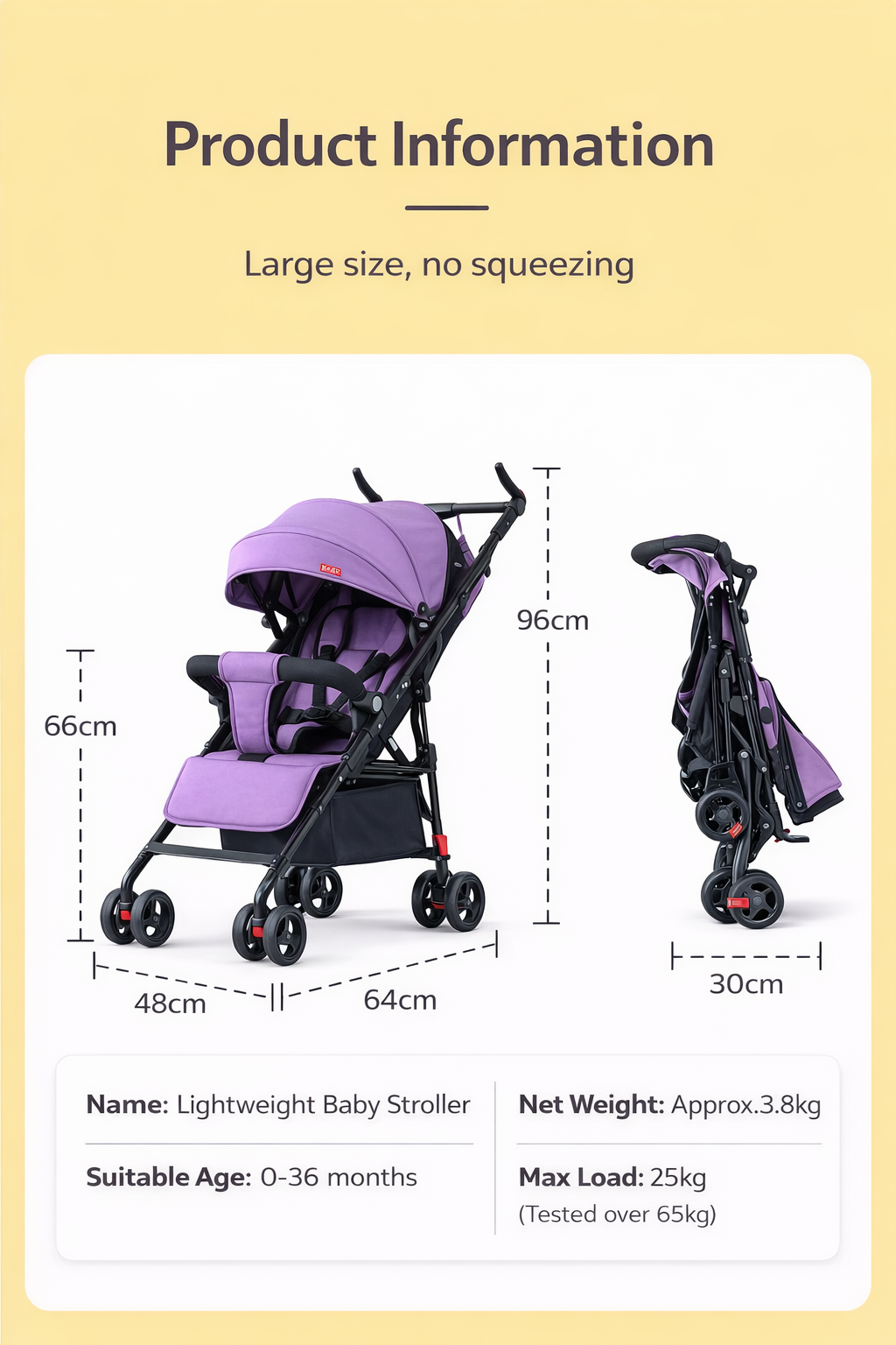Premium Compact Stroller – Ultra-Light Reclining Travel Stroller (Newborn to 4 Years)