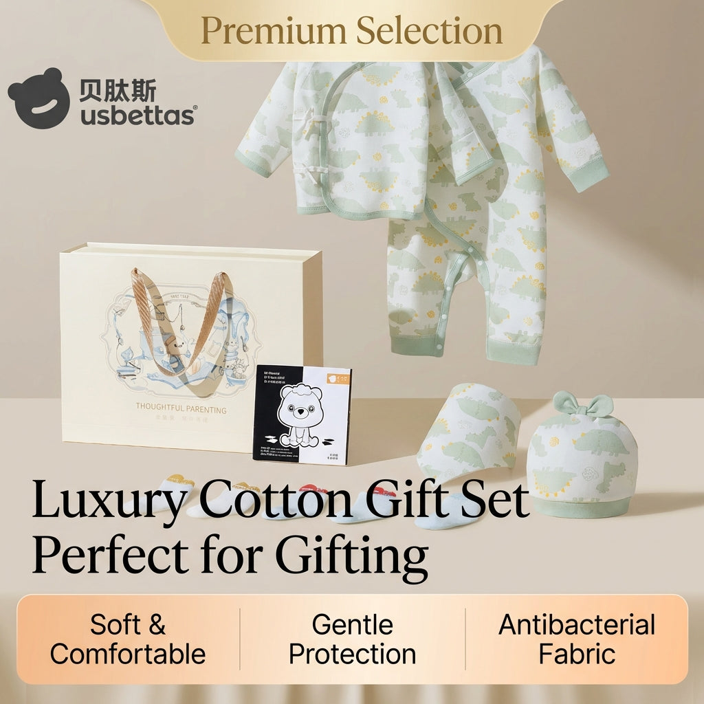 Newborn Baby Gift Set Organic Cotton Clothing Set with Hat Mittens and Gift Box