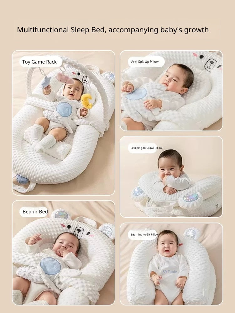 360° Baby Cocoon Nest with Toy Arch and Anti-Reflux Pillow Newborn Gift Set