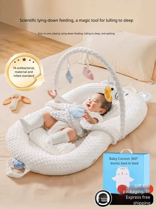 360° Baby Cocoon Nest with Toy Arch and Anti-Reflux Pillow Newborn Gift Set