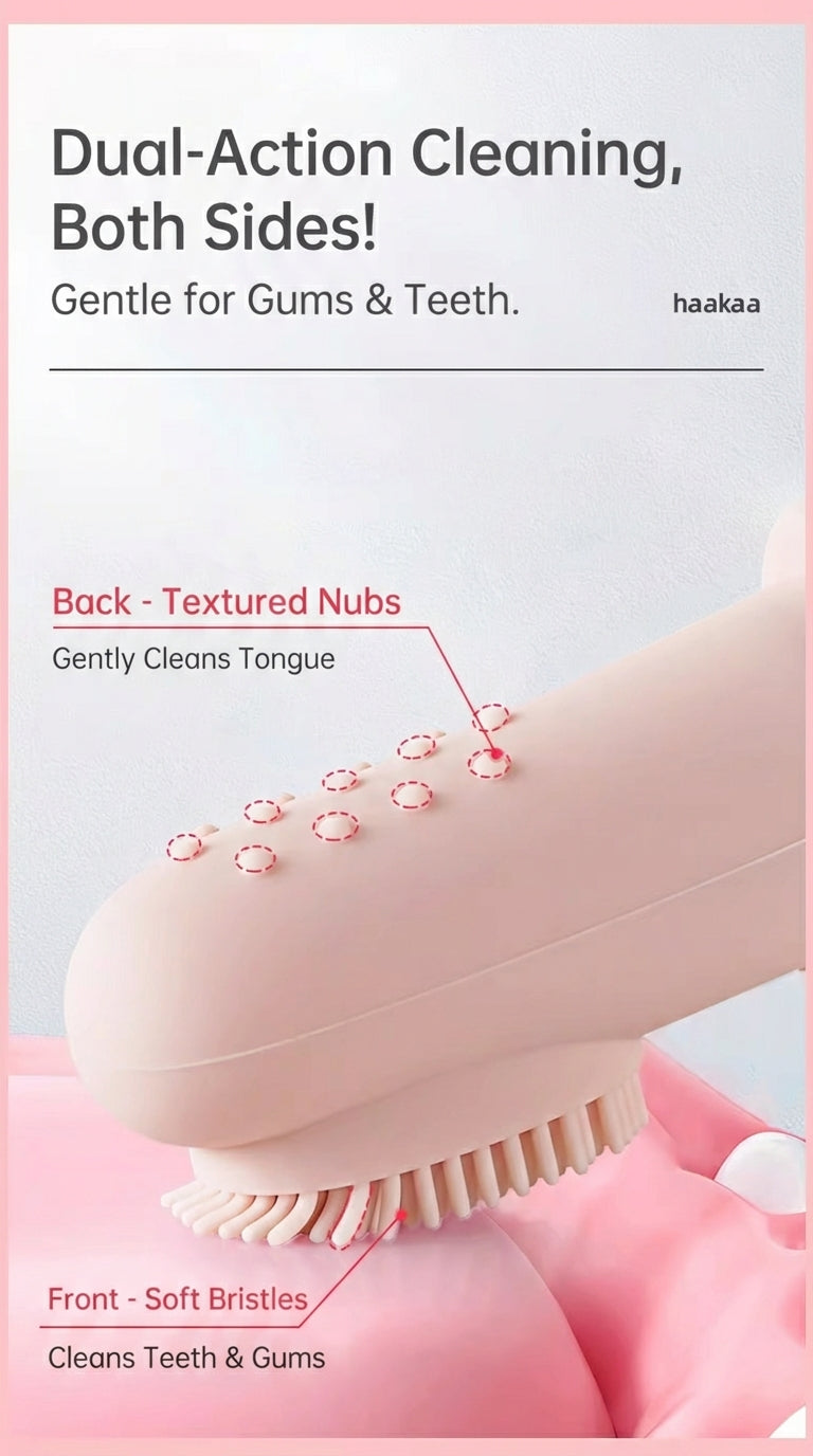 Haakaa™ Silicone Baby Finger Toothbrush – Dual-Sided Gum & Tongue Cleaner (Food-Grade)