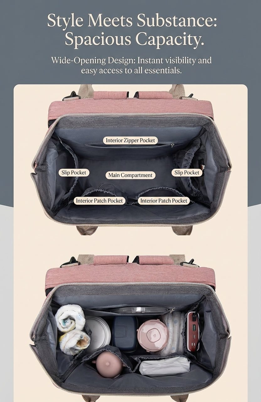 Reibbie French Newborn Baby Welcome Gift Box – Luxury Convertible Diaper Backpack & Portable Crib Set