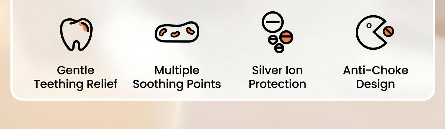 ComfortBite™ Mushroom Baby Teether – 360° Silicone Soothing Toy (0–9 Months)