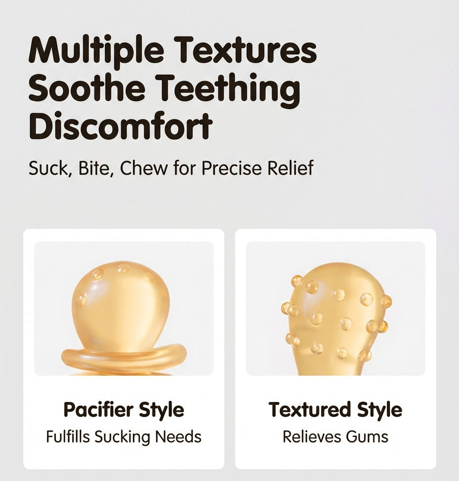 ComfortBite™ Mushroom Baby Teether – 360° Silicone Soothing Toy (0–9 Months)