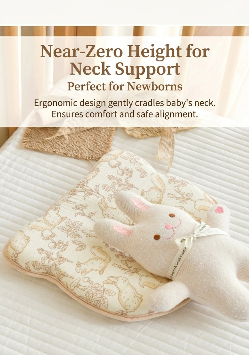 Cloud-Soft Ergonomic Baby Shaping Pillow | 100% Cotton & Silicone Support (0-12 Months)