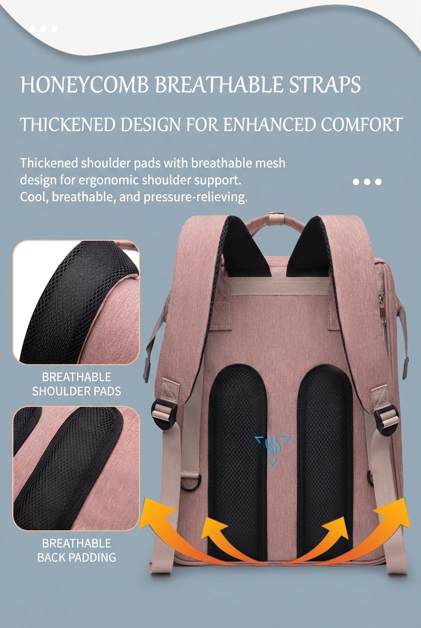 Reibbie French Newborn Baby Welcome Gift Box – Luxury Convertible Diaper Backpack & Portable Crib Set