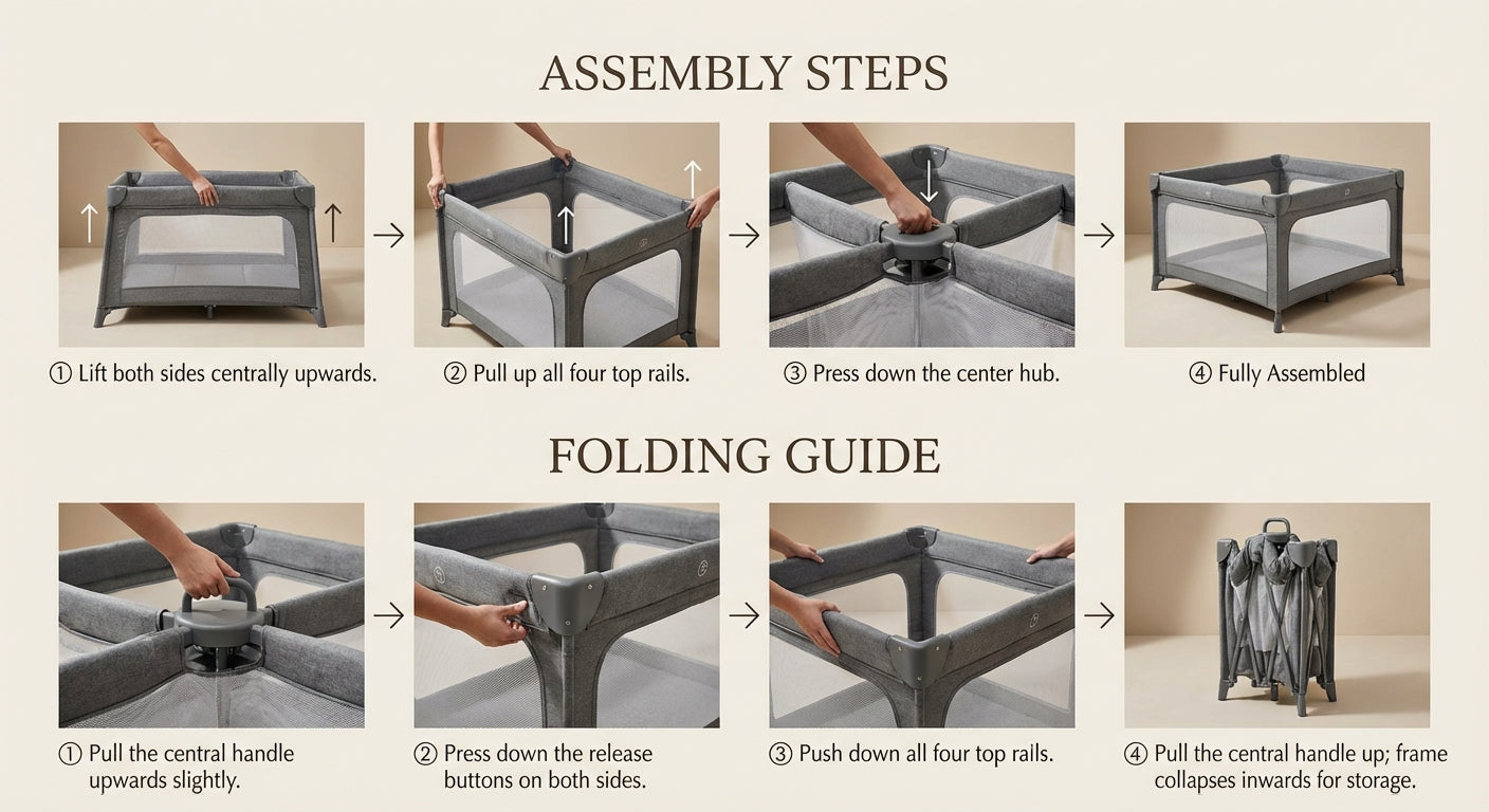 Foldable Portable Baby Playpen – Travel Crib & Safety Play Yard (Indoor & Outdoor)