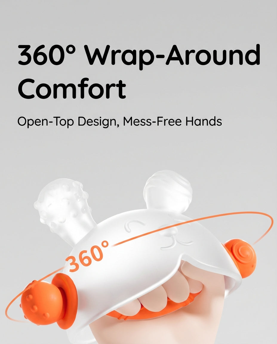 ComfortBite™ Mushroom Baby Teether – 360° Silicone Soothing Toy (0–9 Months)