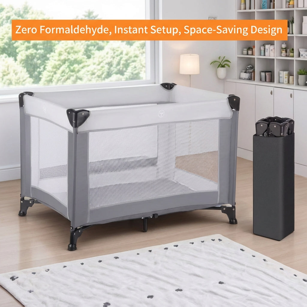 Foldable Portable Baby Playpen – Travel Crib & Safety Play Yard (Indoor & Outdoor)