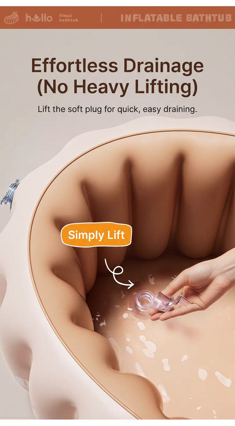 CloudBath™ Baby Inflatable Bathtub – Soft Support Bath Nest with Cushion & Drain Plug