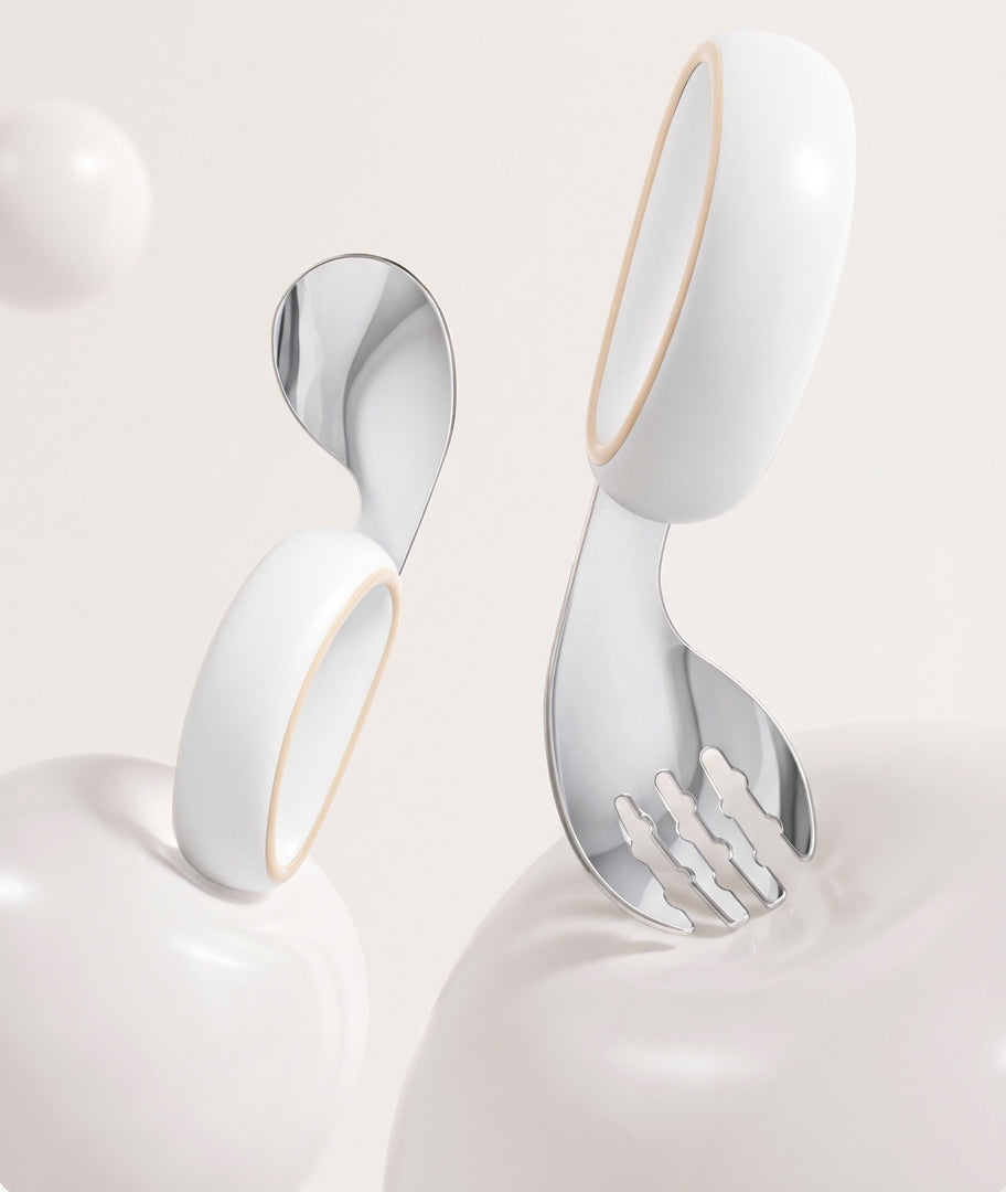 Taoqibaby™ Ergonomic Baby Spoon & Fork Set – 316L Stainless Steel Self-Feeding Training Utensils