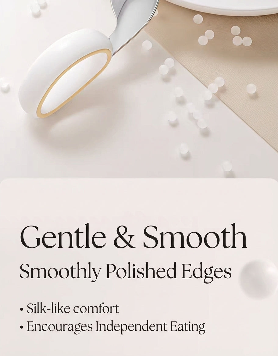 Taoqibaby™ Ergonomic Baby Spoon & Fork Set – 316L Stainless Steel Self-Feeding Training Utensils