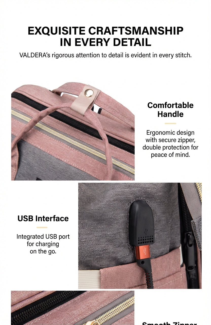 Reibbie French Newborn Baby Welcome Gift Box – Luxury Convertible Diaper Backpack & Portable Crib Set