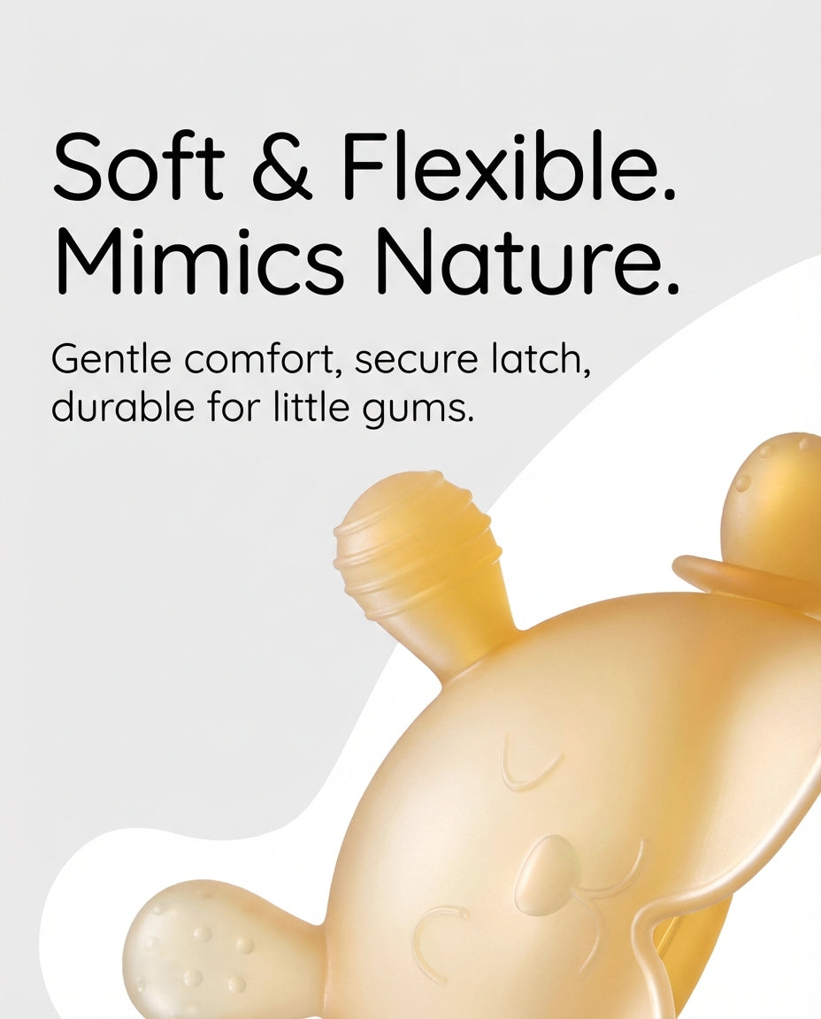 ComfortBite™ Mushroom Baby Teether – 360° Silicone Soothing Toy (0–9 Months)