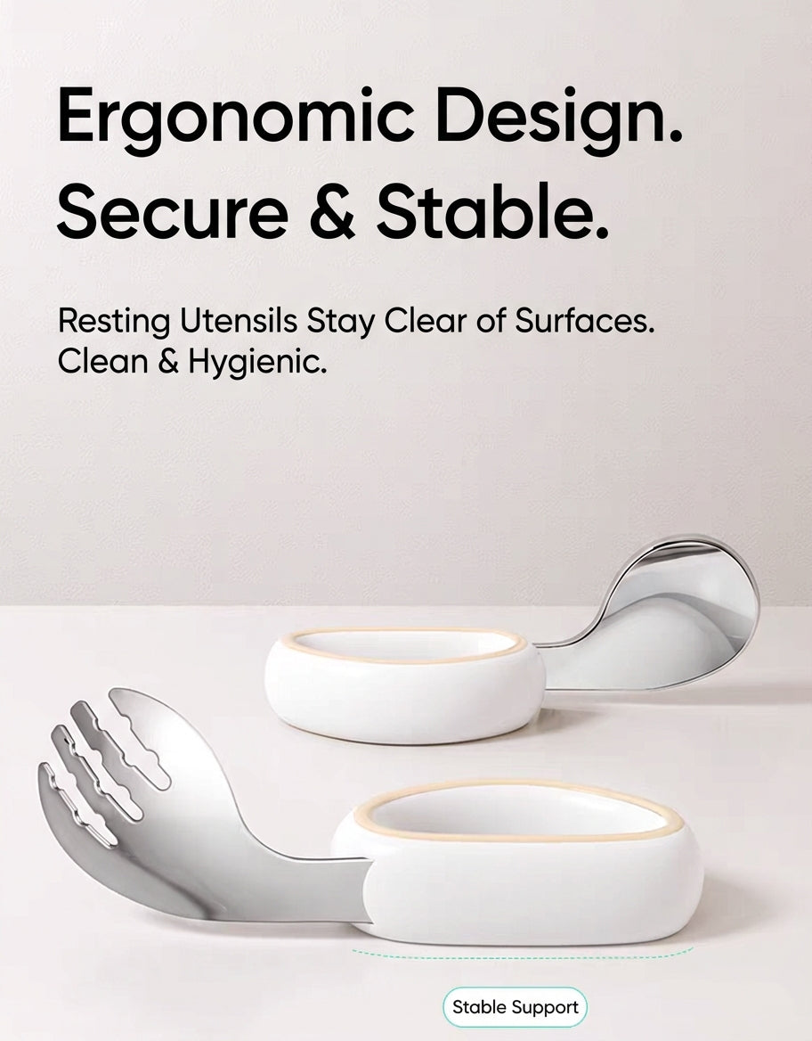 Taoqibaby™ Ergonomic Baby Spoon & Fork Set – 316L Stainless Steel Self-Feeding Training Utensils