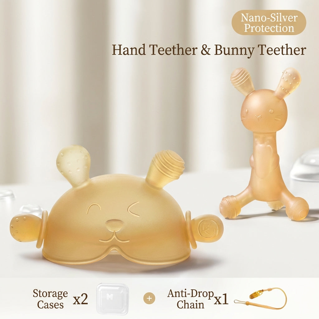 ComfortBite™ Mushroom Baby Teether – 360° Silicone Soothing Toy (0–9 Months)