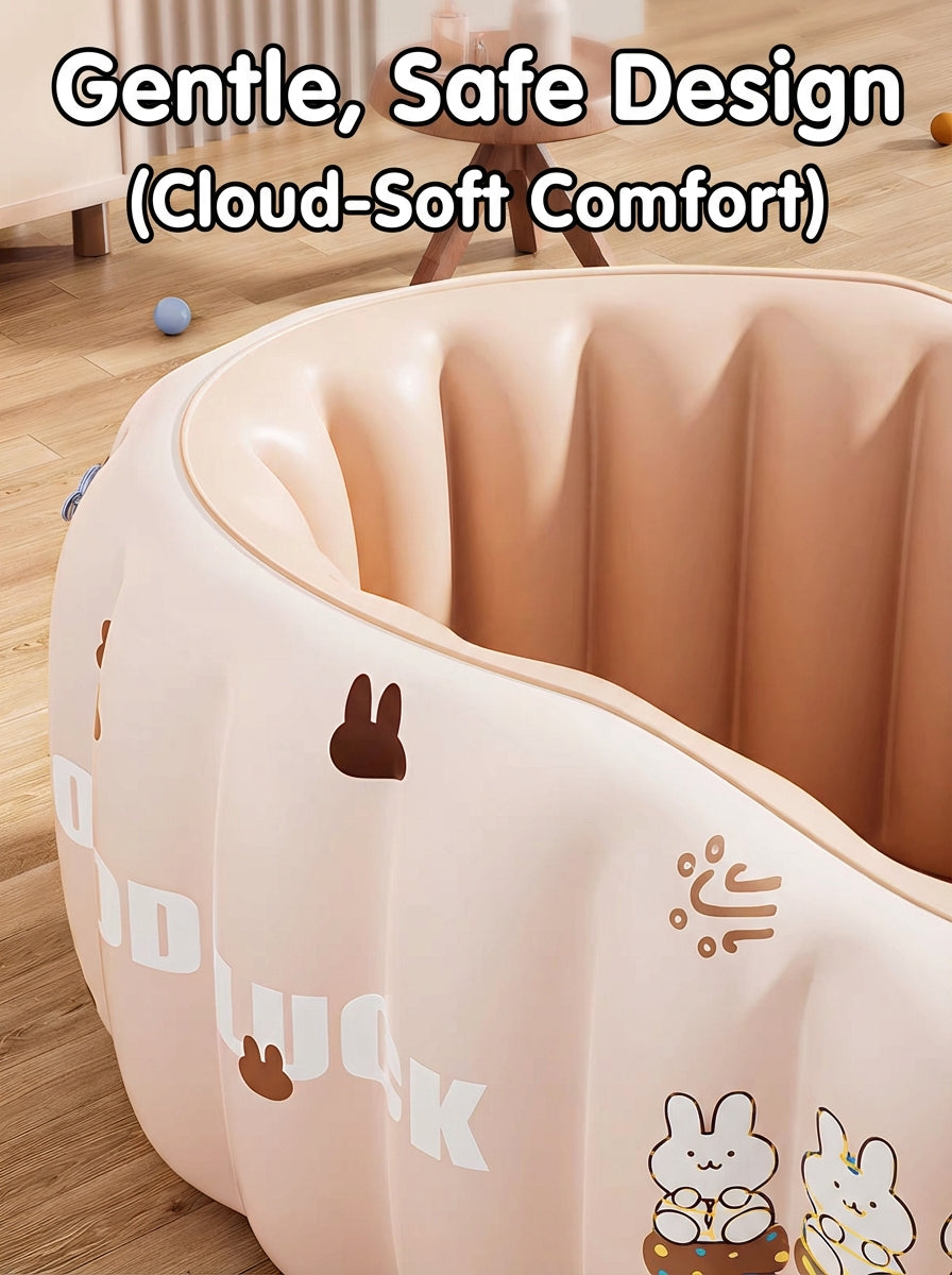 CloudBath™ Baby Inflatable Bathtub – Soft Support Bath Nest with Cushion & Drain Plug