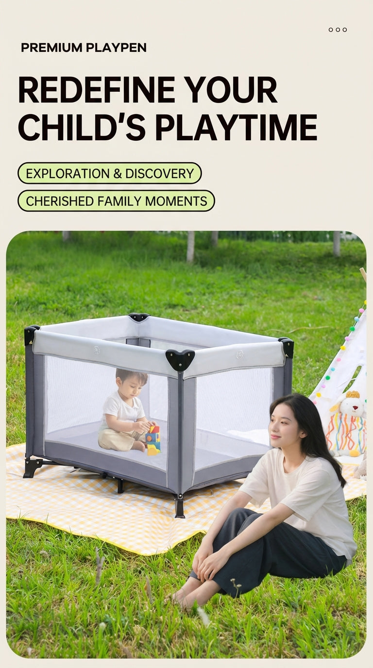 Foldable Portable Baby Playpen – Travel Crib & Safety Play Yard (Indoor & Outdoor)