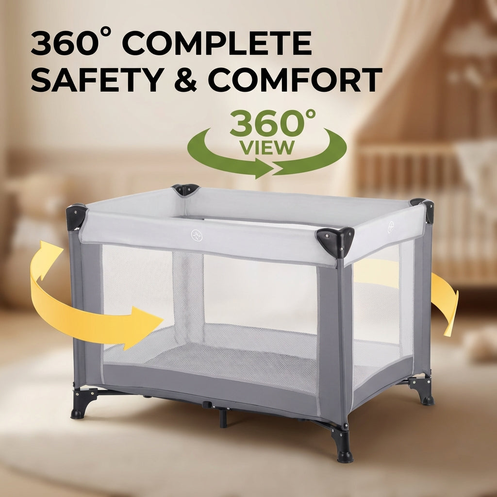 Foldable Portable Baby Playpen – Travel Crib & Safety Play Yard (Indoor & Outdoor)