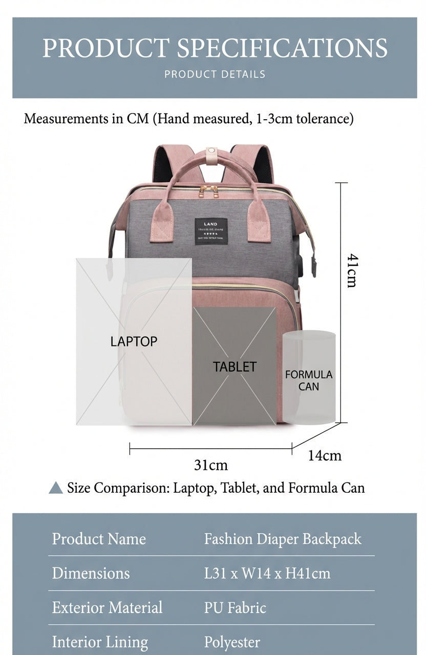 Reibbie French Newborn Baby Welcome Gift Box – Luxury Convertible Diaper Backpack & Portable Crib Set