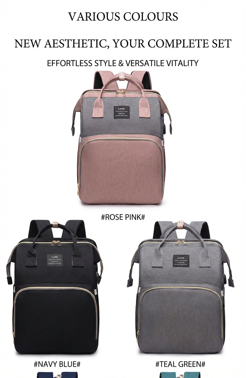 Reibbie French Newborn Baby Welcome Gift Box – Luxury Convertible Diaper Backpack & Portable Crib Set