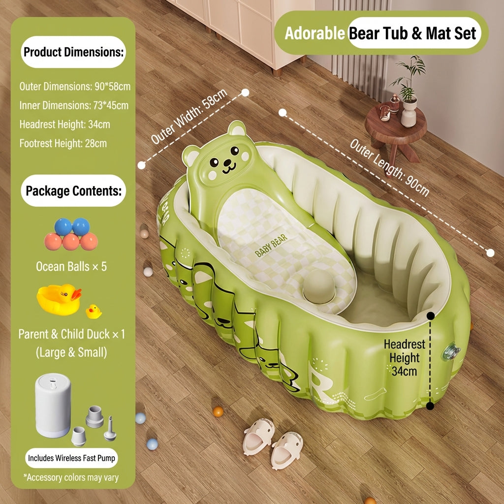 CloudBath™ Baby Inflatable Bathtub – Soft Support Bath Nest with Cushion & Drain Plug