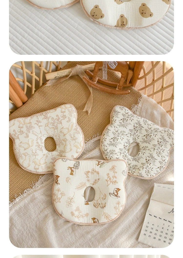 Cloud-Soft Ergonomic Baby Shaping Pillow | 100% Cotton & Silicone Support (0-12 Months)