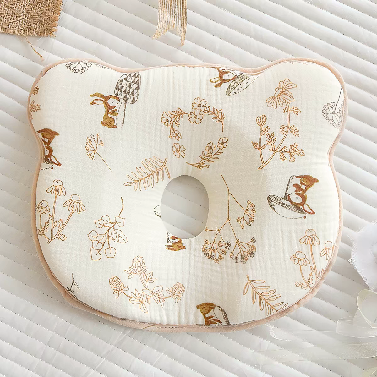 Cloud-Soft Ergonomic Baby Shaping Pillow | 100% Cotton & Silicone Support (0-12 Months)