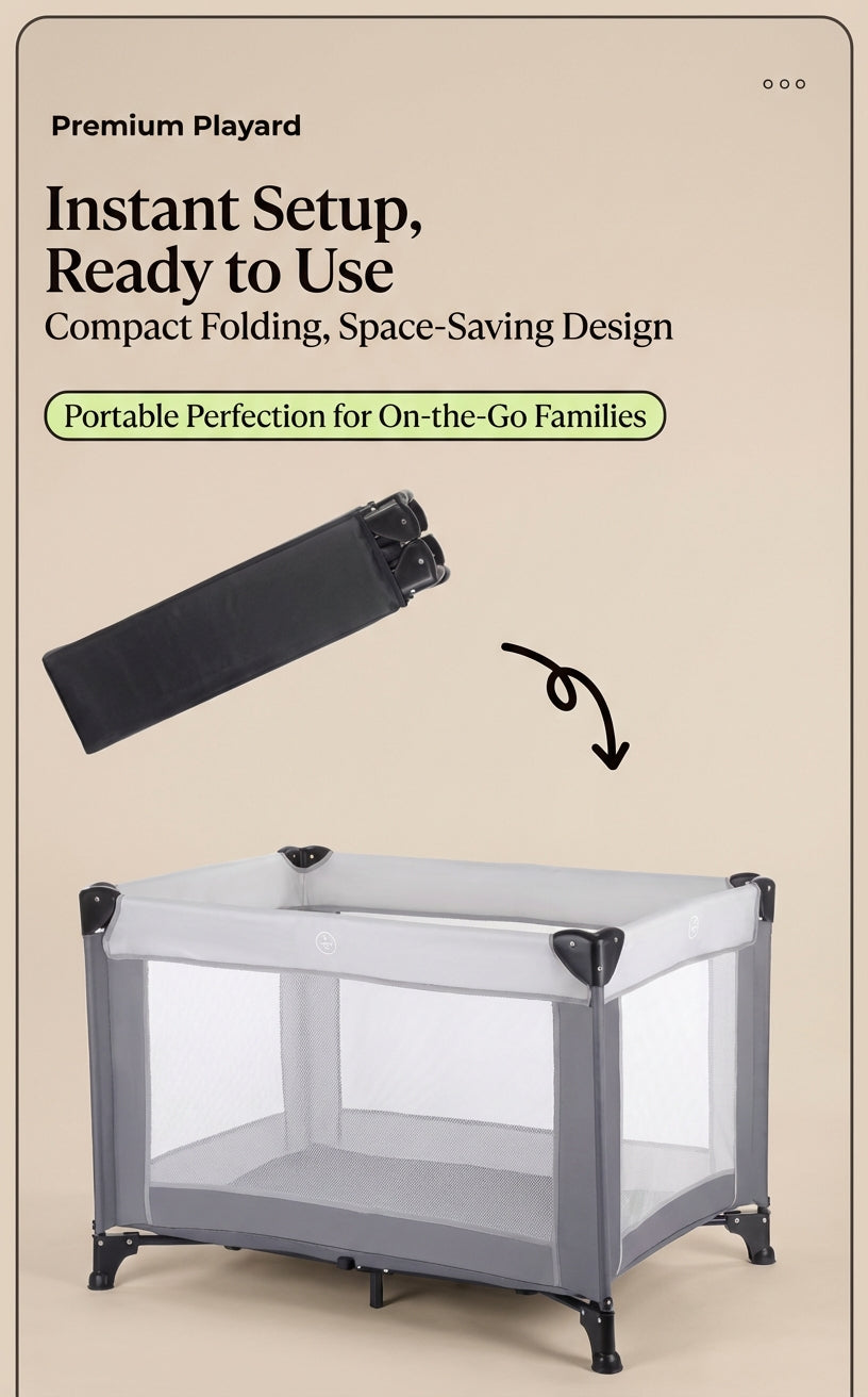 Foldable Portable Baby Playpen – Travel Crib & Safety Play Yard (Indoor & Outdoor)