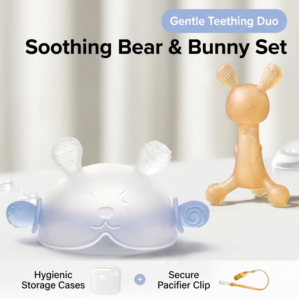 ComfortBite™ Mushroom Baby Teether – 360° Silicone Soothing Toy (0–9 Months)