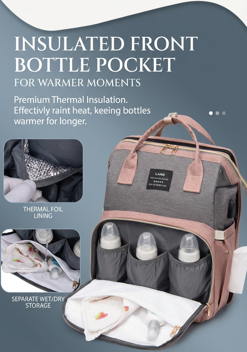 Reibbie French Newborn Baby Welcome Gift Box – Luxury Convertible Diaper Backpack & Portable Crib Set